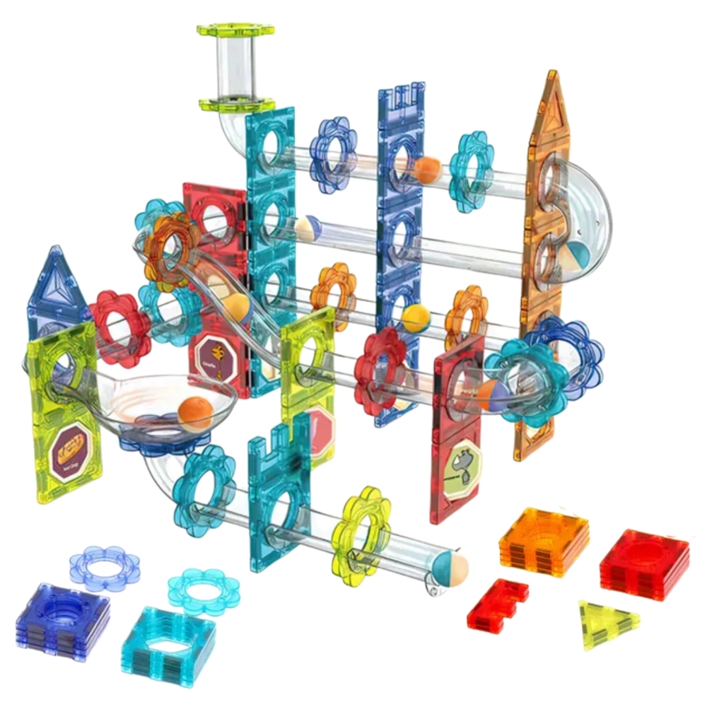 Magnetinis konstruktorius WOOPIE 3D edukacinis kamuoliukų kelio rinkinys 113 el.