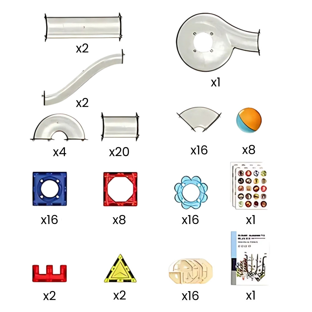 Magnetinis konstruktorius WOOPIE 3D edukacinis kamuoliukų kelio rinkinys 113 el.