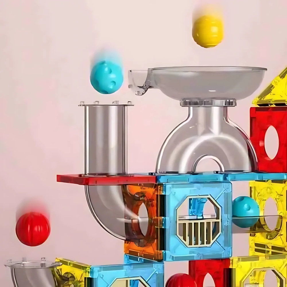Magnetinis konstruktorius WOOPIE 3D edukacinis kamuoliukų kelio rinkinys 113 el.