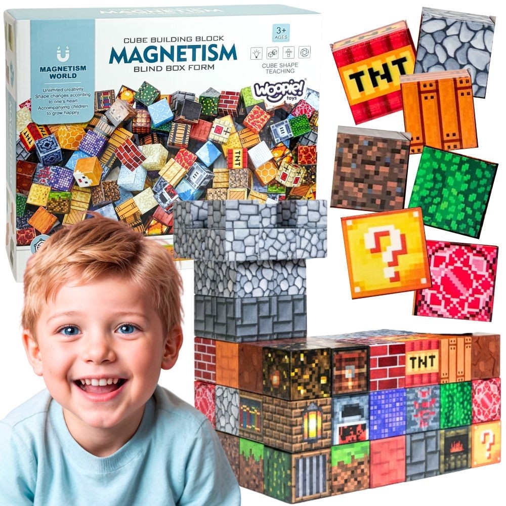 Magnetinis konstruktorius WOOPIE 3D kubelių mokomasis rinkinys, 63 el.