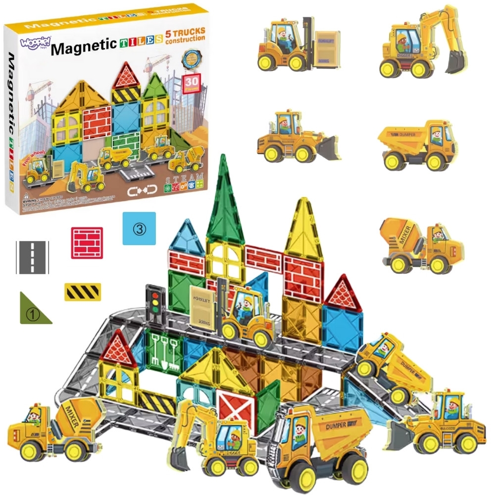 Magnetinis konstruktorius Woopie Pilies ir transporto priemonių rinkinys-Žaislai, Konstruktoriai, Magnetiniai konstruktoriai-e-v