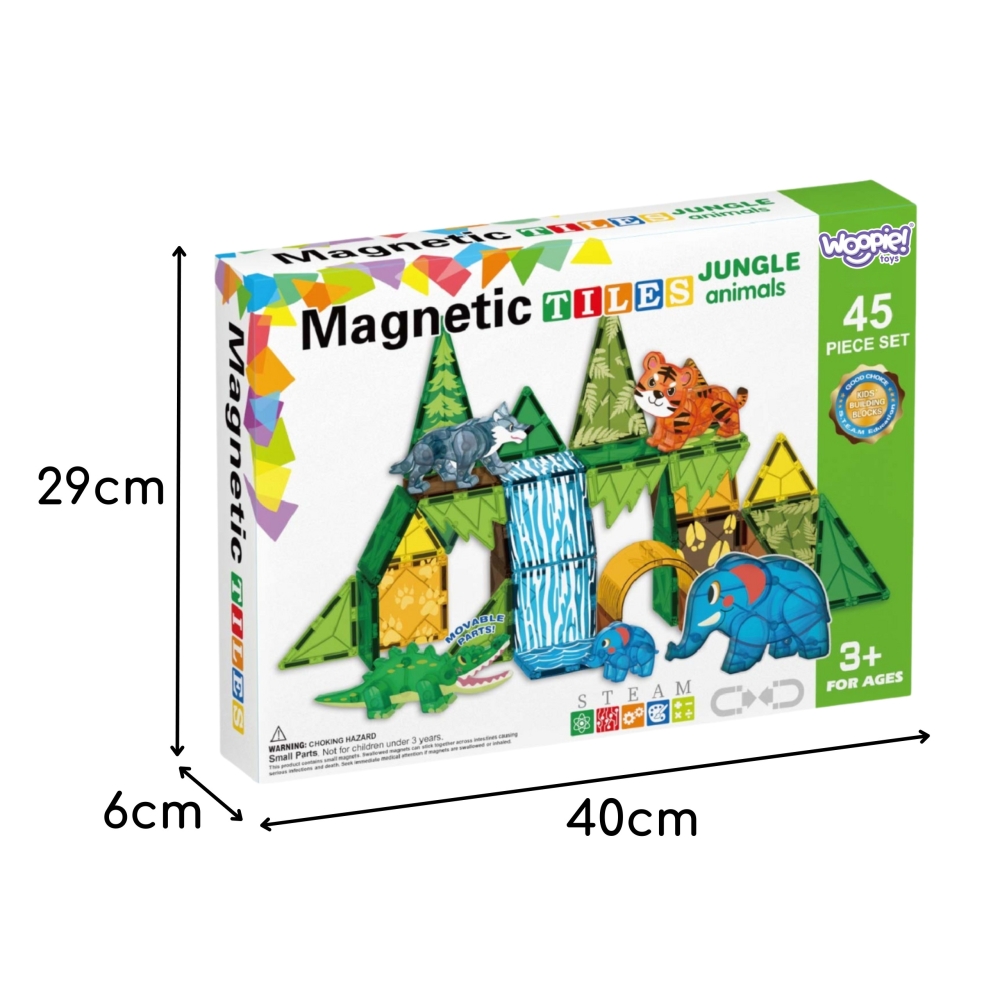 Magnetinis konstruktorius WOOPIE Džiunglių gyvūnai, 45 el.-Žaislai, Konstruktoriai, Magnetiniai konstruktoriai-e-vaikas
