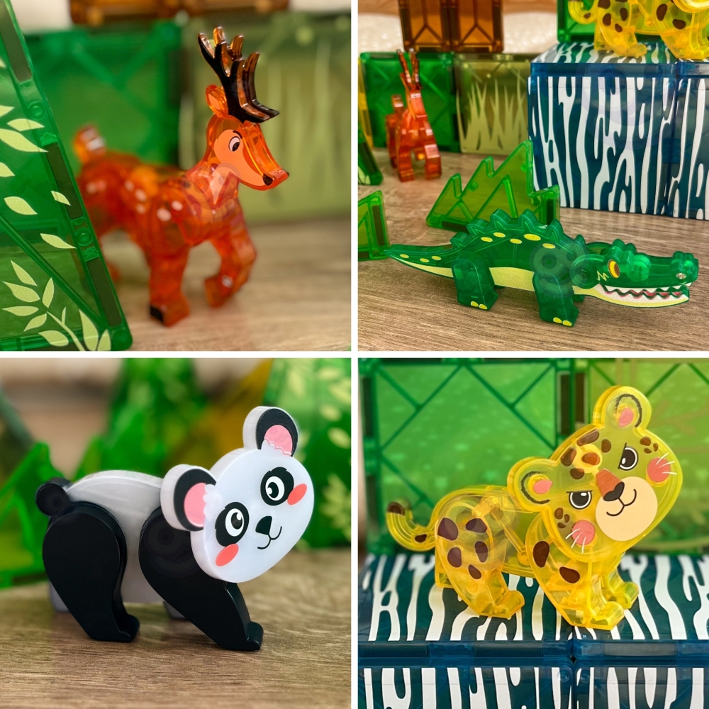 Magnetinis 3D konstruktorius WOOPIE Rare Animals edukacinis rinkinys 45el.