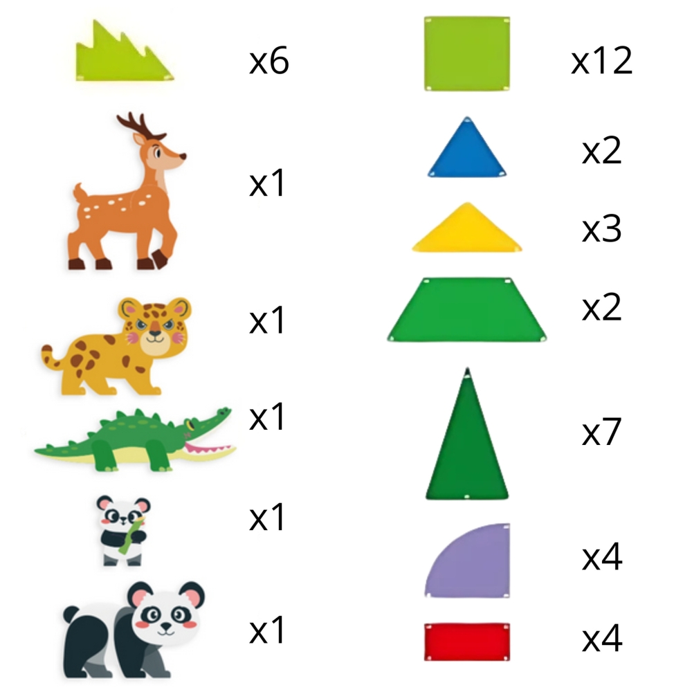 Magnetinis 3D konstruktorius WOOPIE Rare Animals edukacinis rinkinys 45el.