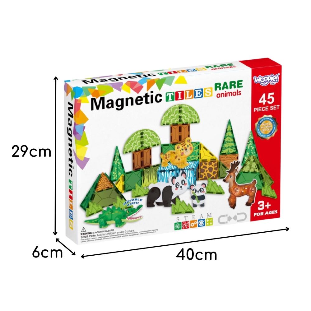 Magnetinis 3D konstruktorius WOOPIE Rare Animals edukacinis rinkinys 45el.