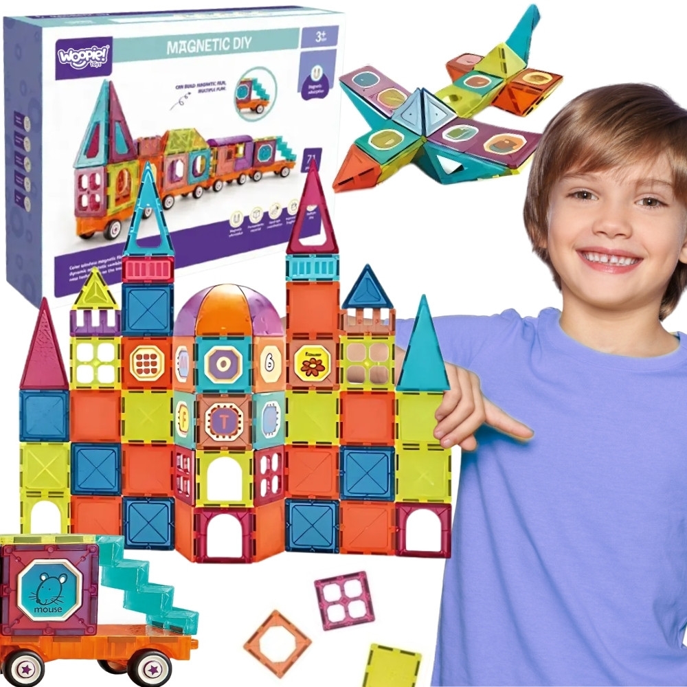 Magnetinis konstruktorius WOOPIE 3D Traukinys, 71 el.-Žaislai, Konstruktoriai, Magnetiniai konstruktoriai-e-vaikas