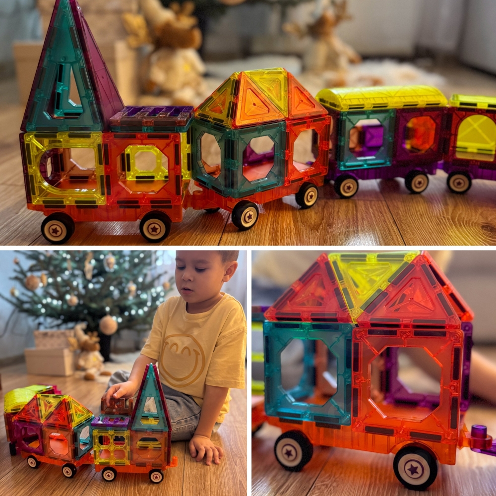 Magnetinis konstruktorius WOOPIE 3D Traukinys, 71 el.-Žaislai, Konstruktoriai, Magnetiniai konstruktoriai-e-vaikas