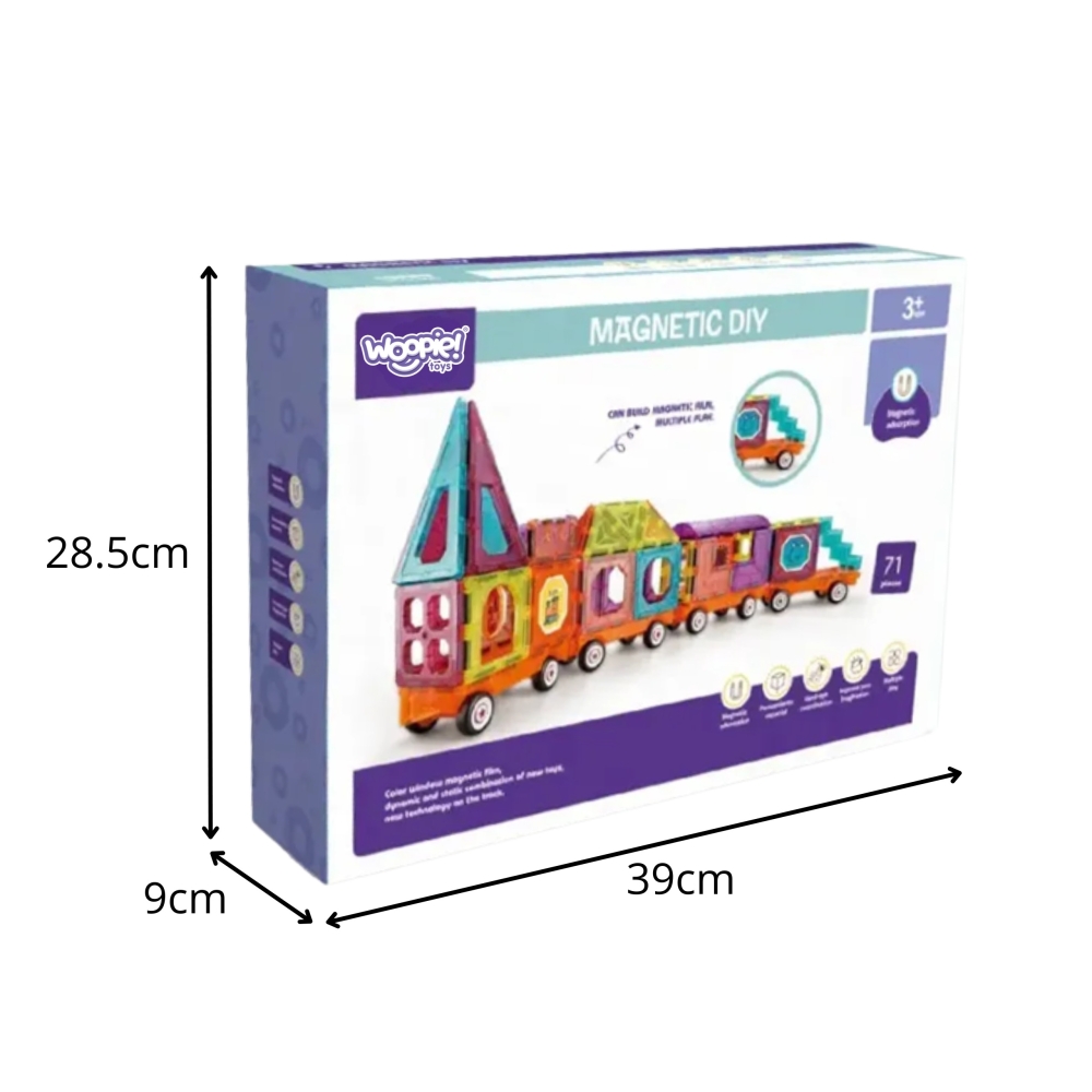 Magnetinis konstruktorius WOOPIE 3D Traukinys, 71 el.-Žaislai, Konstruktoriai, Magnetiniai konstruktoriai-e-vaikas