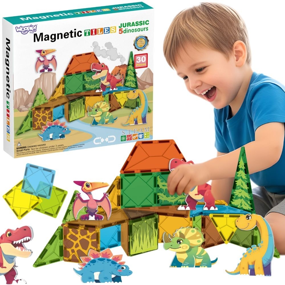 Magnetinis konstruktorius WOOPIE 7,5 cm Dino 30 el.-Žaislai, Konstruktoriai, Magnetiniai konstruktoriai-e-vaikas