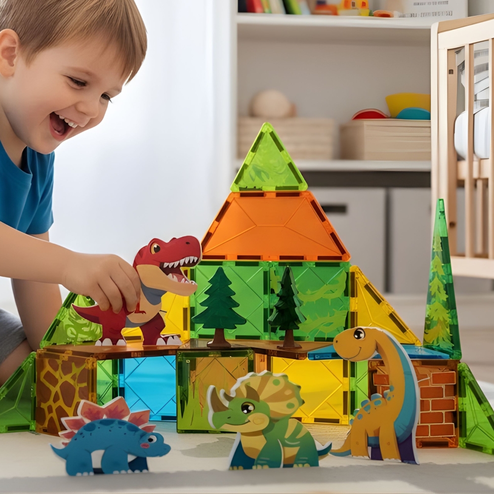 Magnetinis konstruktorius WOOPIE 7,5 cm Dino 30 el.-Žaislai, Konstruktoriai, Magnetiniai konstruktoriai-e-vaikas