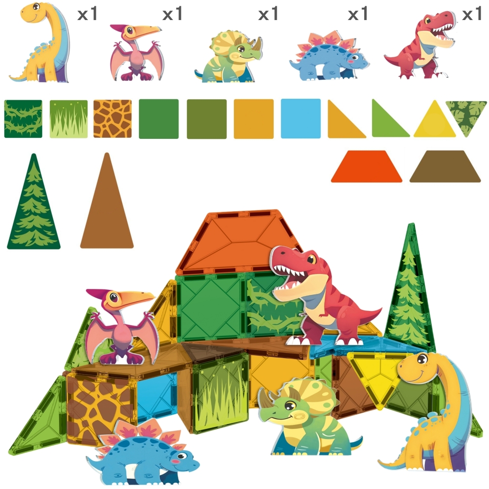Magnetinis konstruktorius WOOPIE 7,5 cm Dino 30 el.-Žaislai, Konstruktoriai, Magnetiniai konstruktoriai-e-vaikas