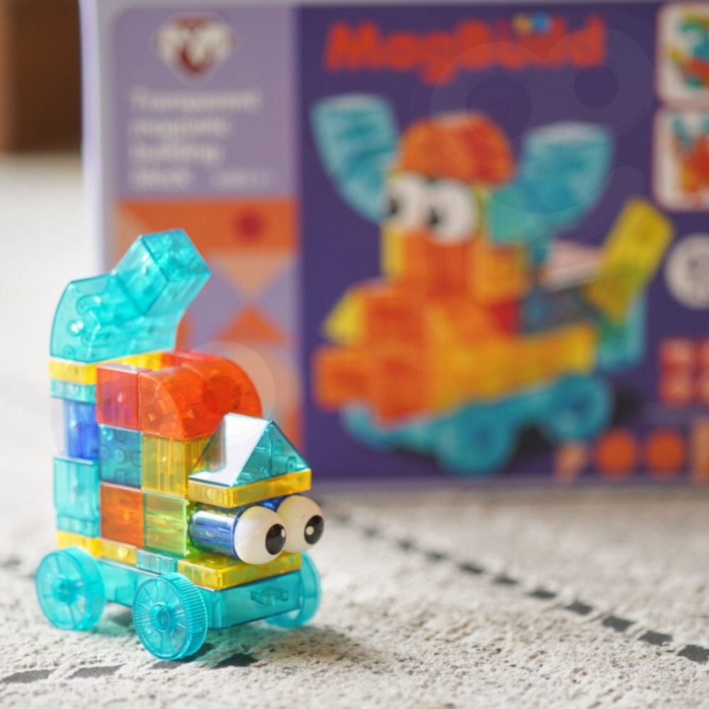 Skaidrus magnetinis konstruktorius WOOPIE 43 el.-Žaislai, Konstruktoriai, Magnetiniai konstruktoriai-e-vaikas