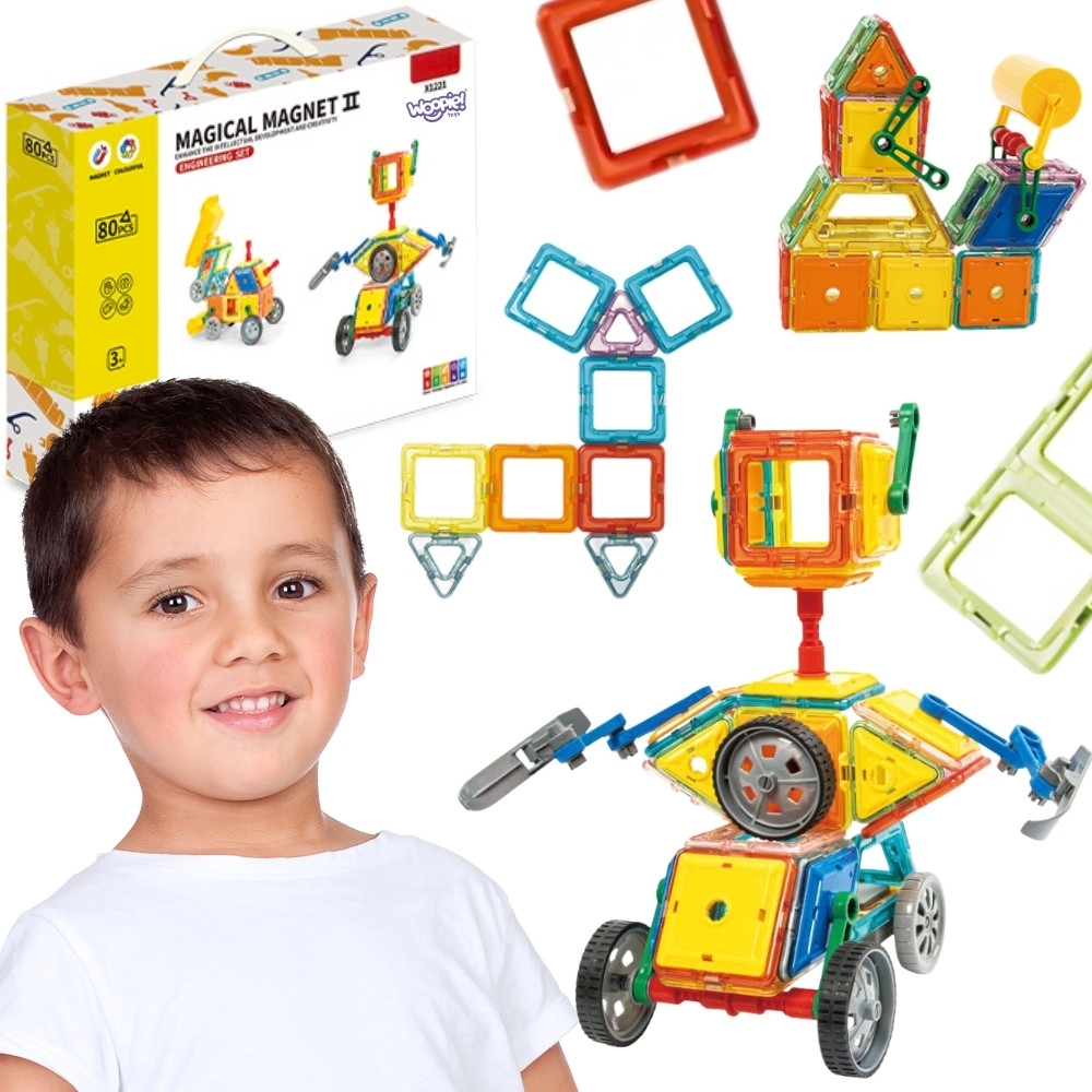 Magnetinis konstruktorius WOOPIE 3D Vehicles, 80 el.-Žaislai, Konstruktoriai, Magnetiniai konstruktoriai-e-vaikas
