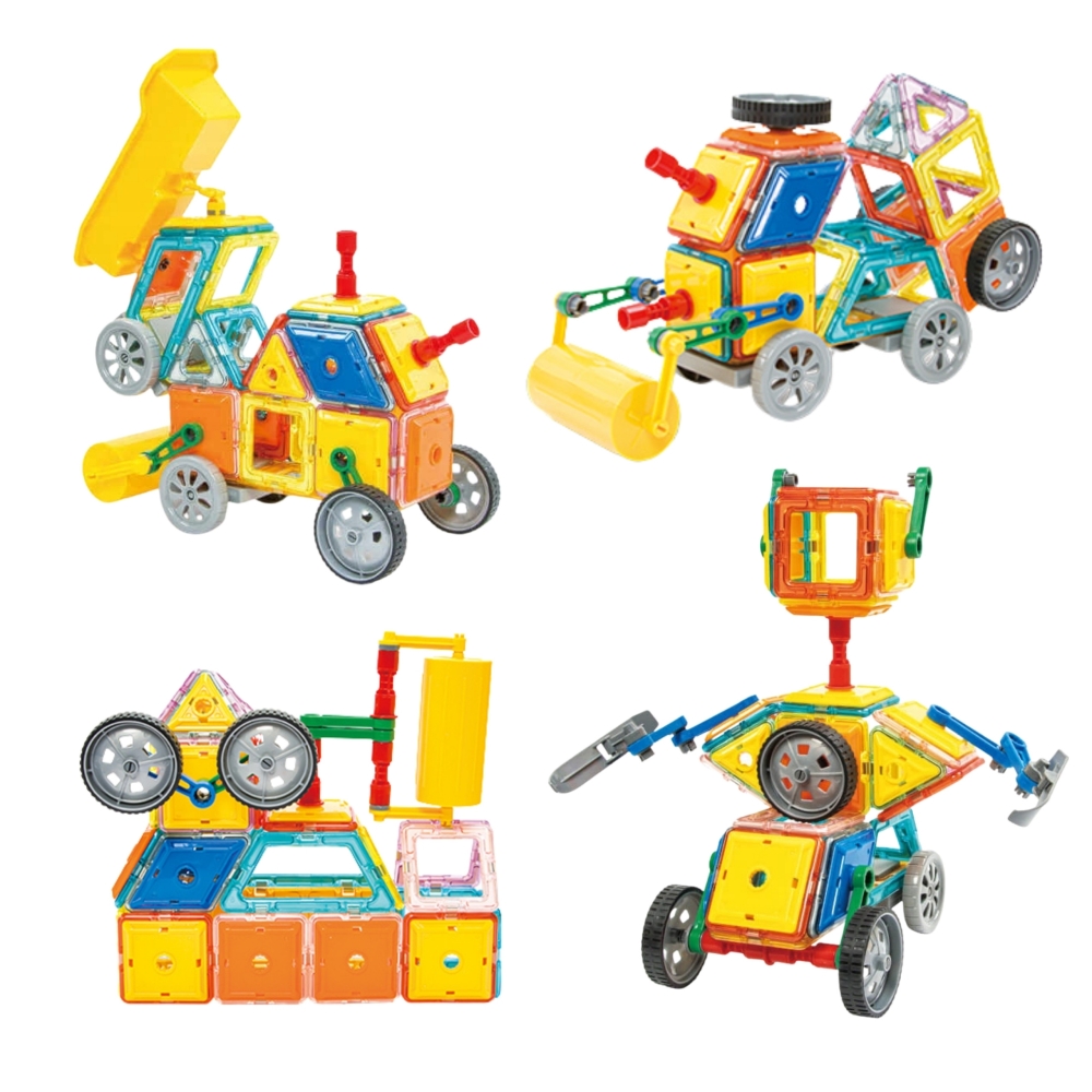 Magnetinis konstruktorius WOOPIE 3D Vehicles, 80 el.-Žaislai, Konstruktoriai, Magnetiniai konstruktoriai-e-vaikas