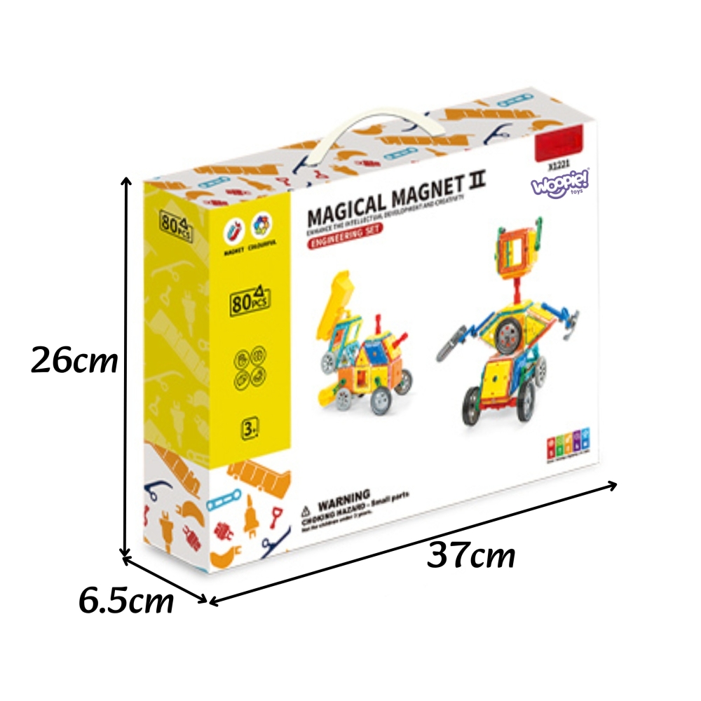 Magnetinis konstruktorius WOOPIE 3D Vehicles, 80 el.-Žaislai, Konstruktoriai, Magnetiniai konstruktoriai-e-vaikas