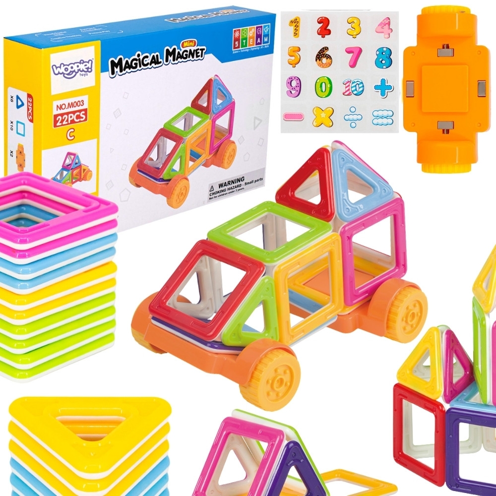 Mini magnetinis konstruktorius WOOPIE Transporto priemonės 22el.