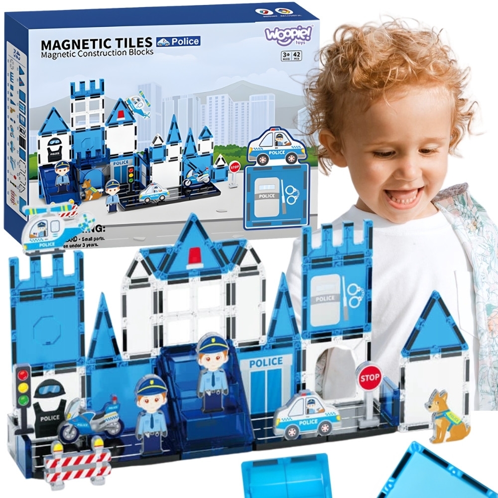 Magnetinis Konstruktorius WOOPIE 3D Policijos nuovada 42el.-Žaislai, Konstruktoriai, Magnetiniai konstruktoriai-e-vaikas