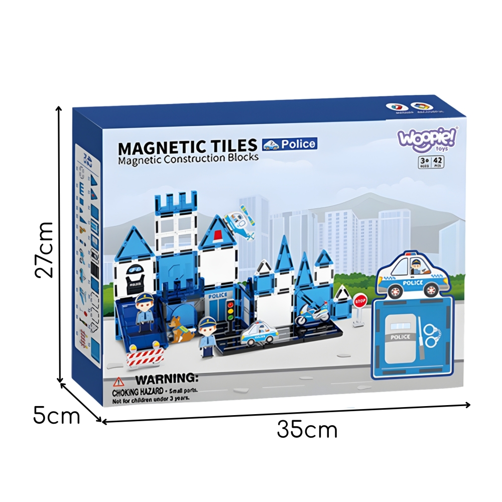 Magnetinis Konstruktorius WOOPIE 3D Policijos nuovada 42el.-Žaislai, Konstruktoriai, Magnetiniai konstruktoriai-e-vaikas