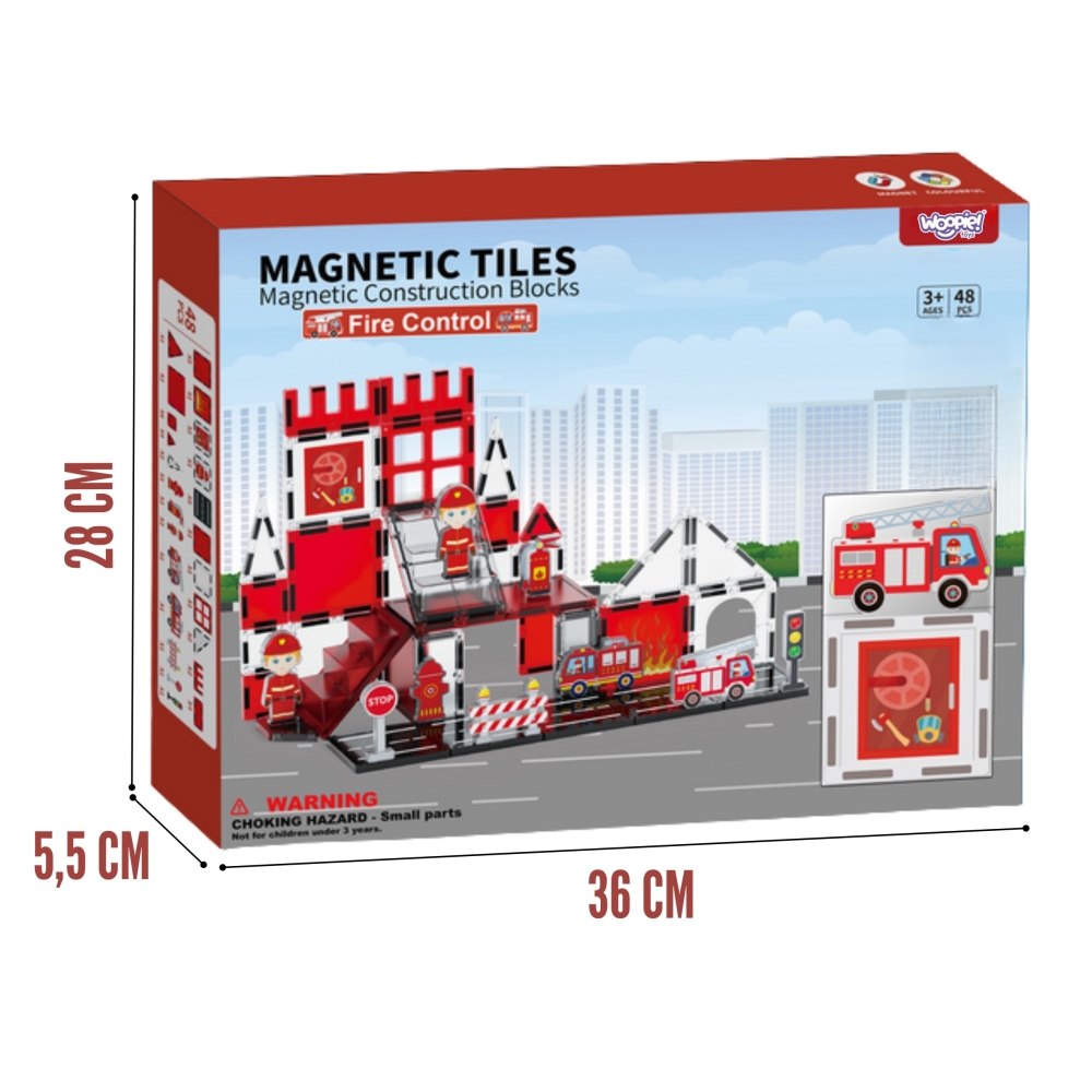 Magnetinis konstruktorius WOOPIE 3D Ugniagesių rinkinys 48el.-Žaislai, Konstruktoriai, Magnetiniai konstruktoriai-e-vaikas