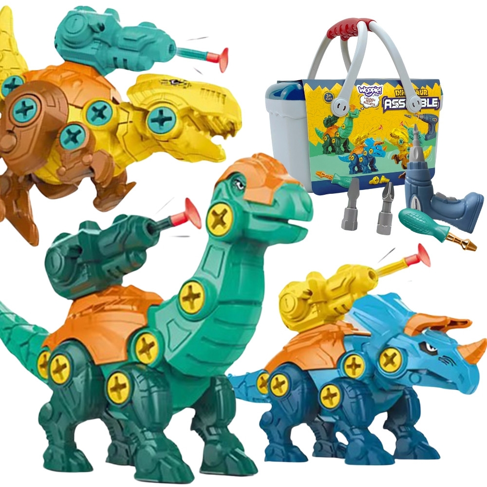 Konstruktorius WOOPIE dinozaurai su varžtais: 3 dalių rinkinys dėžutėje-Žaislai, Konstruktoriai, Įvairūs konstruktoriai-e-vaikas