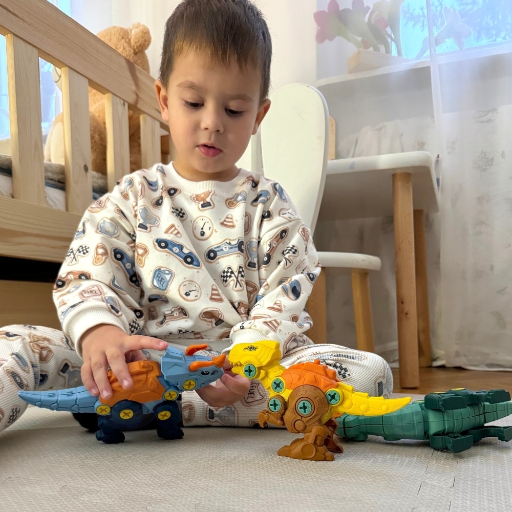 Konstruktorius WOOPIE dinozaurai su varžtais: 3 dalių rinkinys dėžutėje-Žaislai, Konstruktoriai, Įvairūs konstruktoriai-e-vaikas