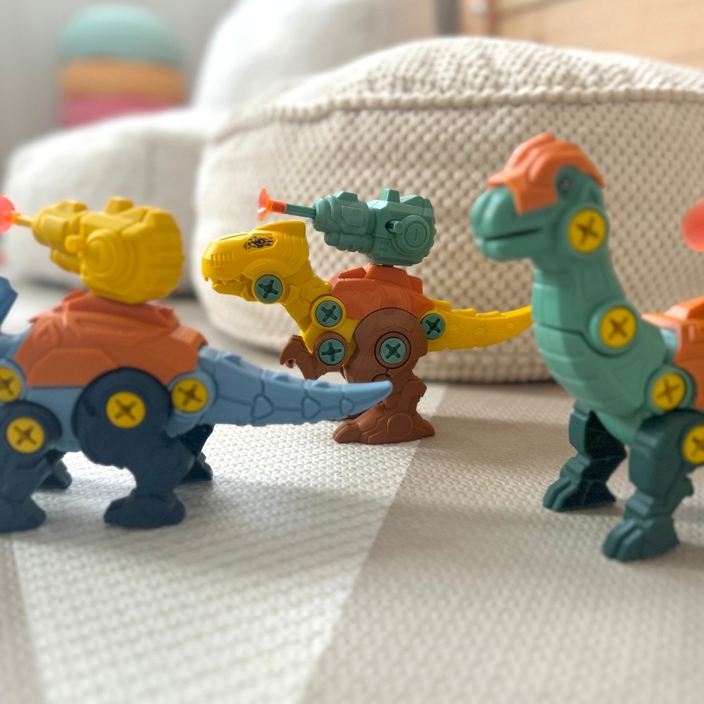 Konstruktorius WOOPIE dinozaurai su varžtais: 3 dalių rinkinys dėžutėje-Žaislai, Konstruktoriai, Įvairūs konstruktoriai-e-vaikas