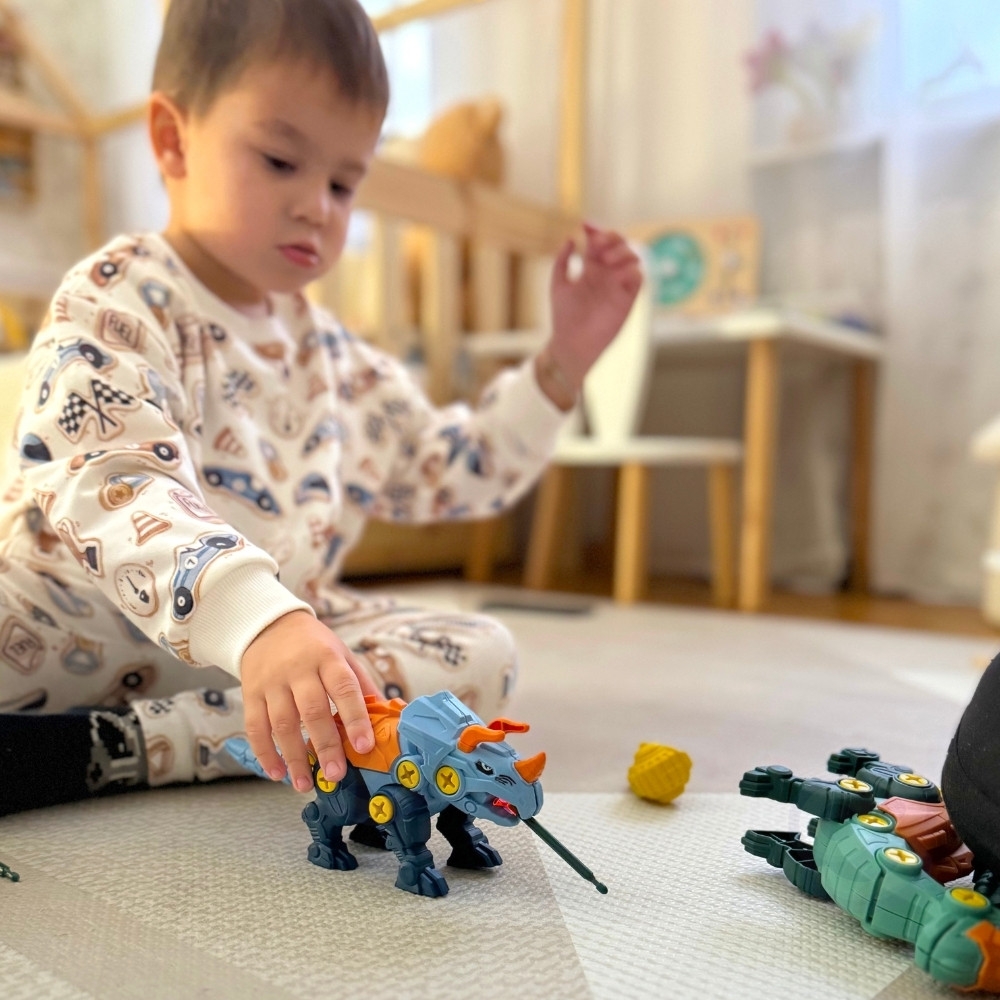 Konstruktorius WOOPIE dinozaurai su varžtais: 3 dalių rinkinys dėžutėje-Žaislai, Konstruktoriai, Įvairūs konstruktoriai-e-vaikas