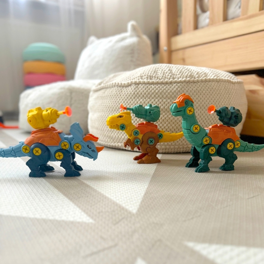 Konstruktorius WOOPIE dinozaurai su varžtais: 3 dalių rinkinys dėžutėje-Žaislai, Konstruktoriai, Įvairūs konstruktoriai-e-vaikas