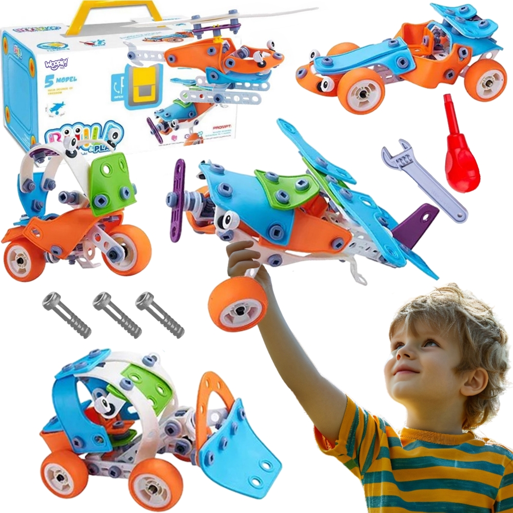 Konstruktorius WOOPIE Transporto priemonių rinkinys 5in1 STEM plytos-Žaislai, Konstruktoriai, Įvairūs konstruktoriai-e-vaikas