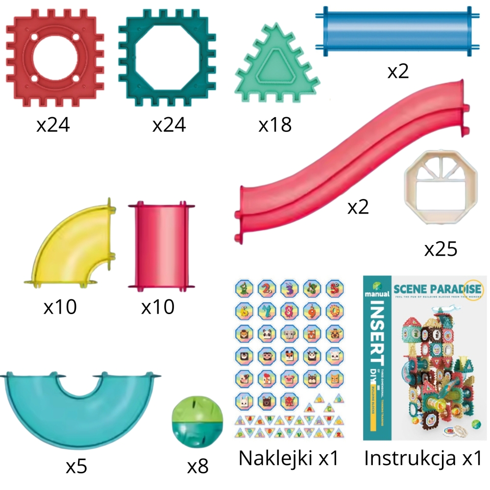 Magnetinis konstruktorius WOOPIE 3D Edukacinis kamuoliukų kelio rinkinys 128el.