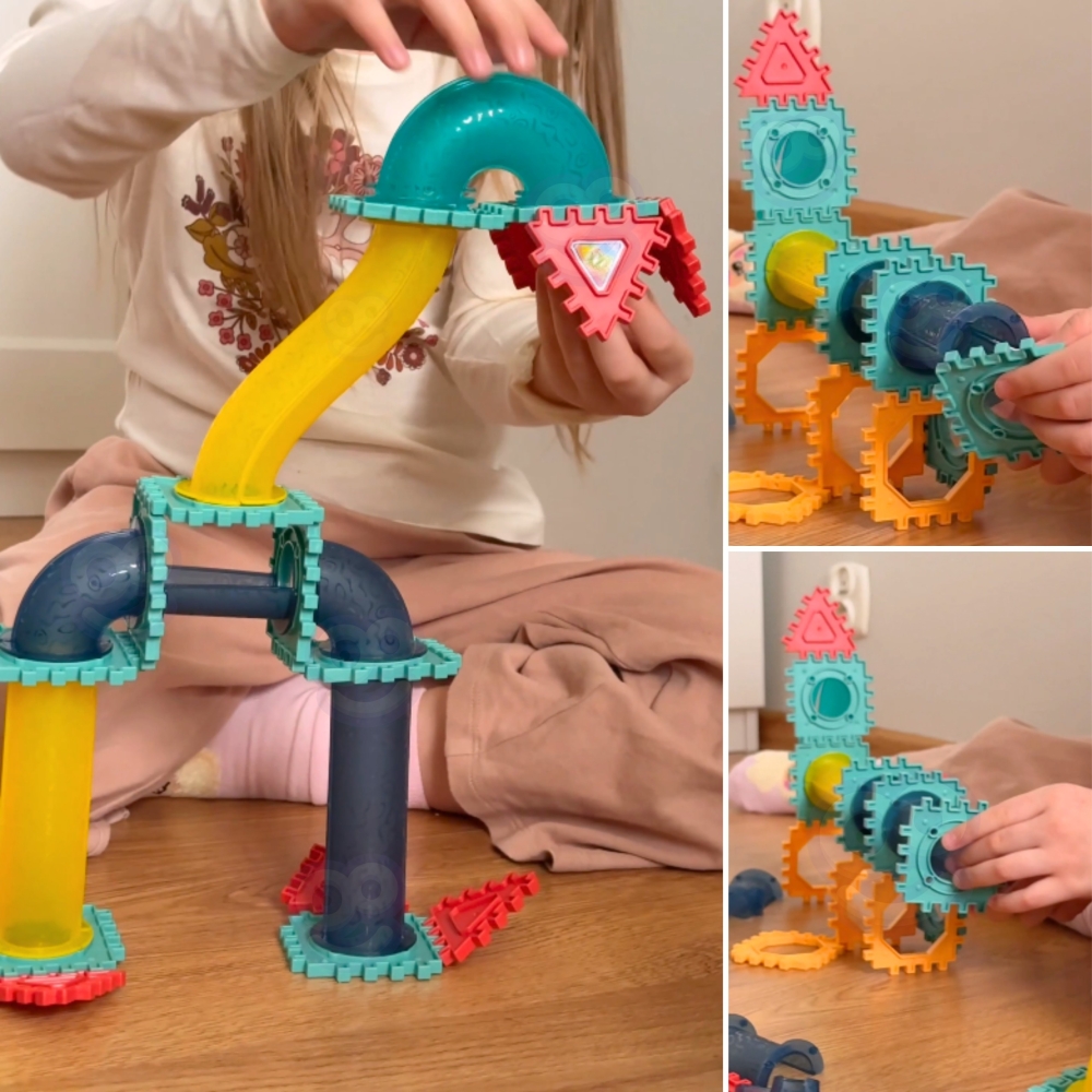 Magnetinis konstruktorius WOOPIE 3D Edukacinis kamuoliukų kelio rinkinys 228el.