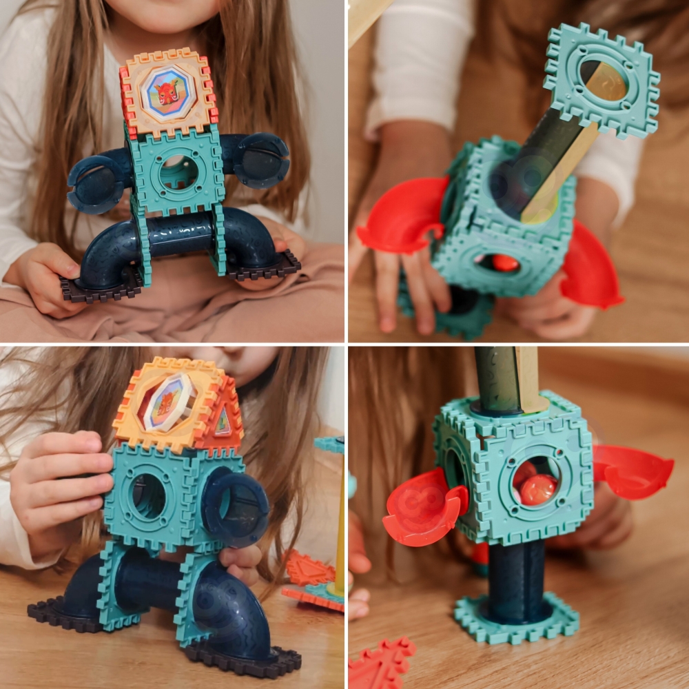 Magnetinis konstruktorius WOOPIE 3D Edukacinis kamuoliukų kelio rinkinys 228el.