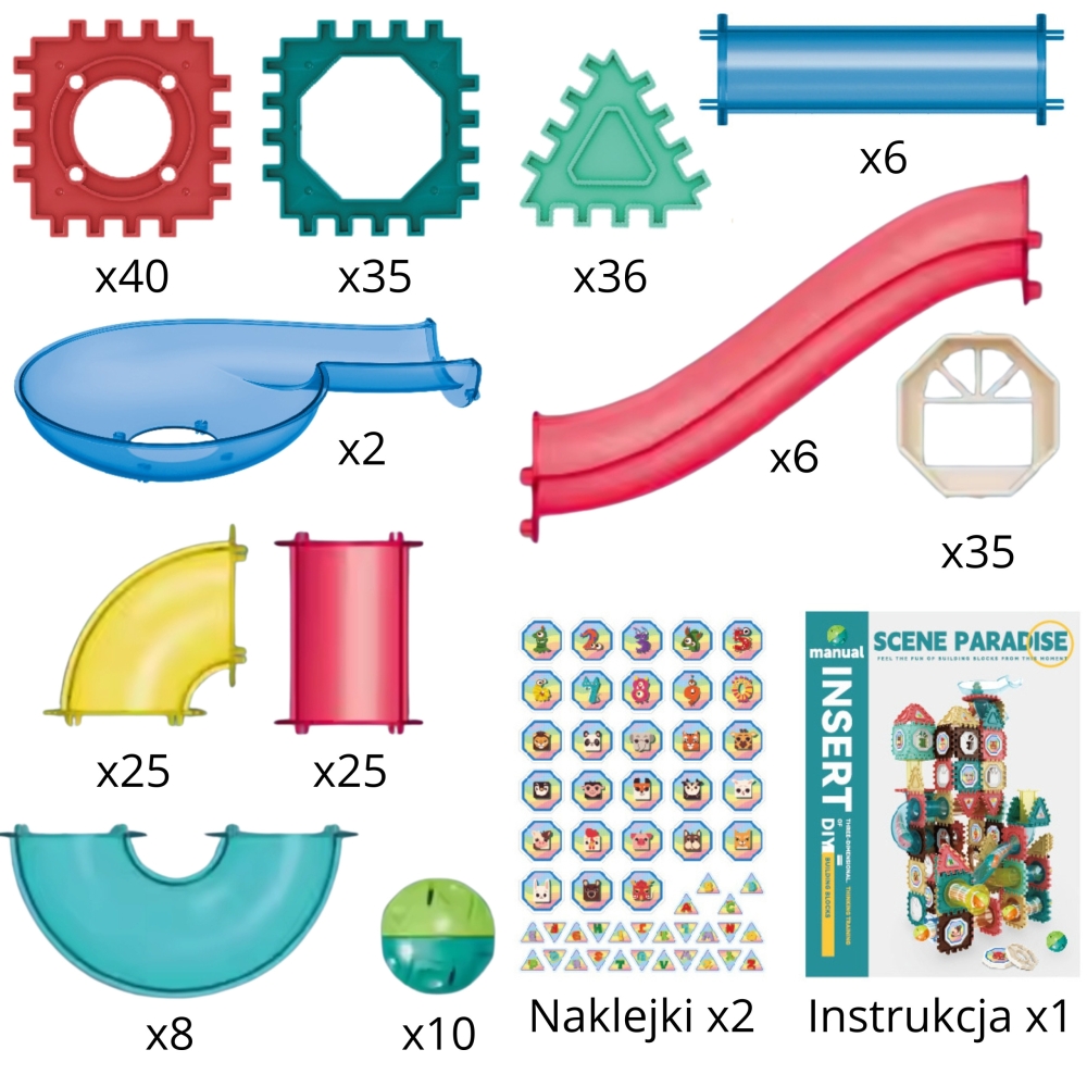 Magnetinis konstruktorius WOOPIE 3D Edukacinis kamuoliukų kelio rinkinys 228el.