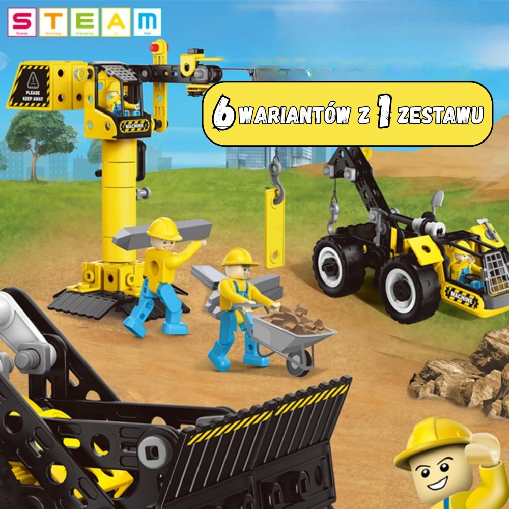 Konstruktorius WOOPIE STEAM Statybinės transporto priemonės 6in1 223 el.