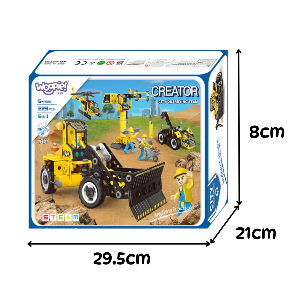 Konstruktorius WOOPIE STEAM Statybinės transporto priemonės 6in1 223 el.