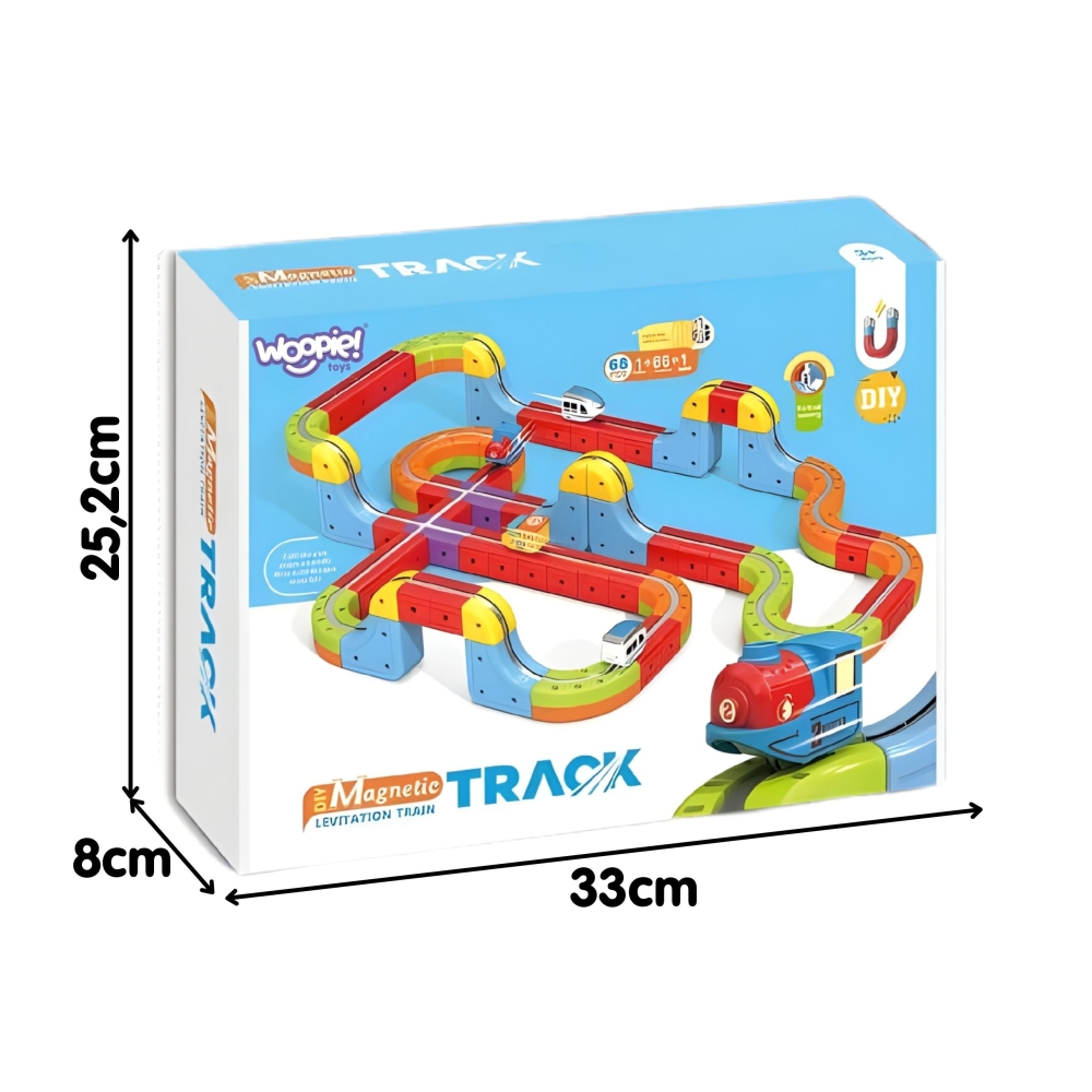 Magnetinių kaladėlių - traukinio trasos rinkinys WOOPIE Magic Cube, 68 vnt-Žaislai, Konstruktoriai, Auto ir transporto žaislai, 