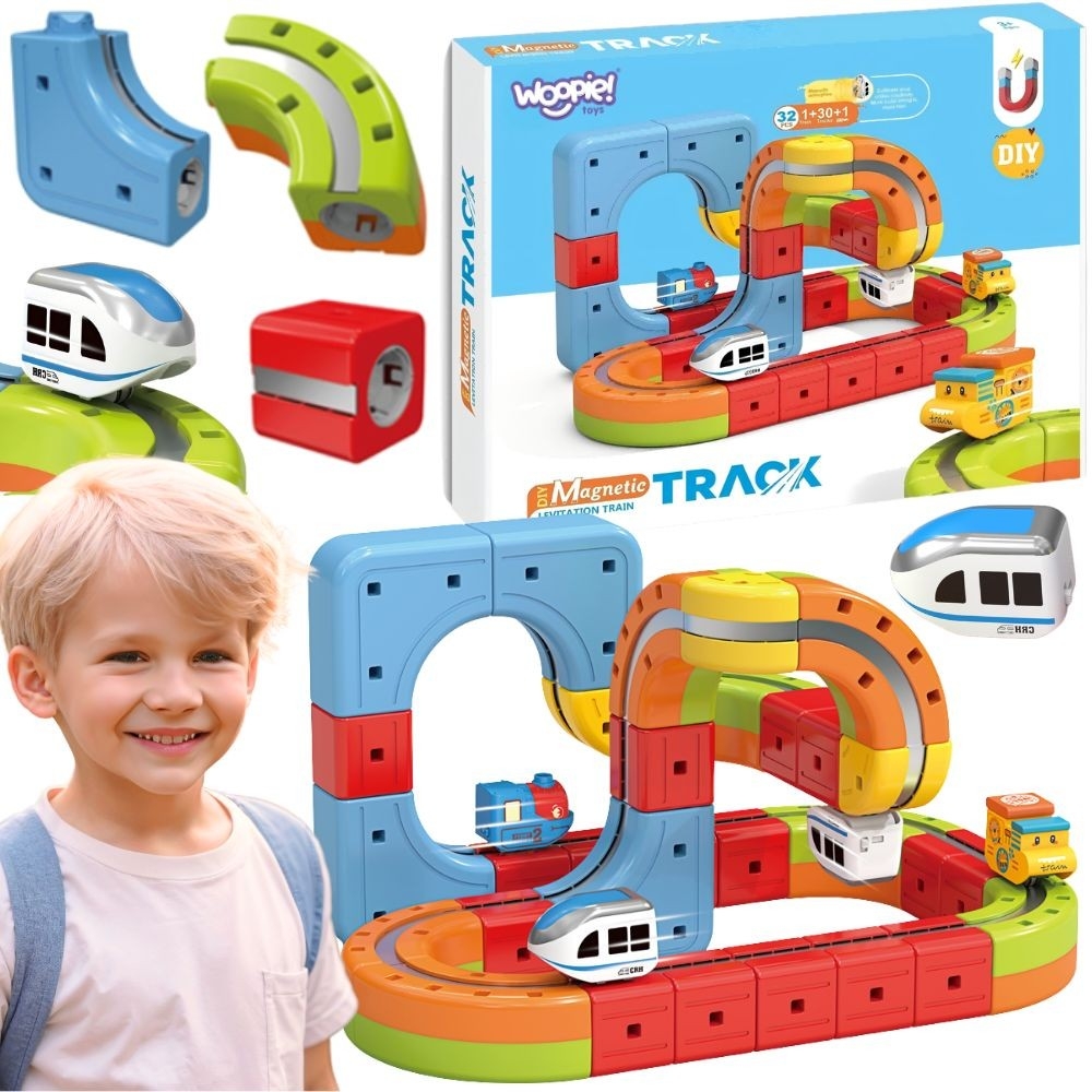 Magnetinių kaladėlių - traukinio trasos rinkinys WOOPIE Magic Cube, 32 vnt-Žaislai, Konstruktoriai, Auto ir transporto žaislai, 