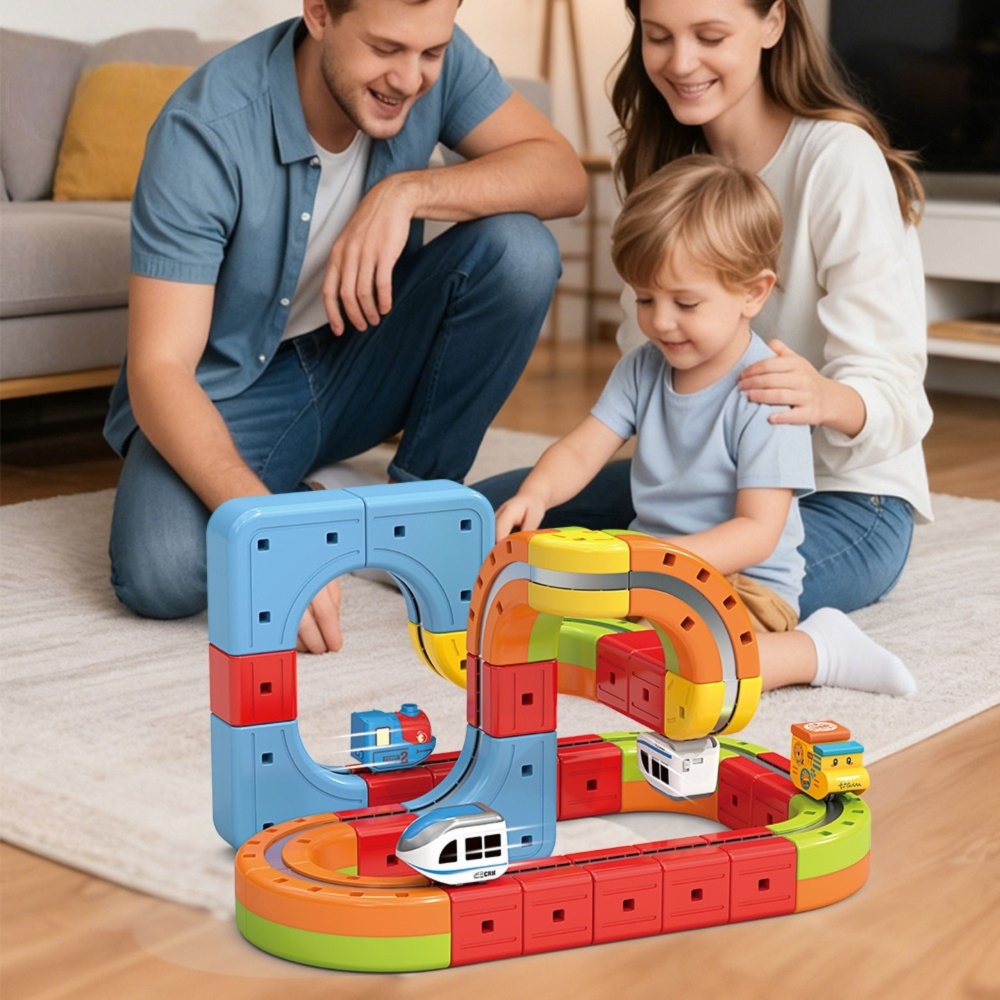 Magnetinių kaladėlių - traukinio trasos rinkinys WOOPIE Magic Cube, 32 vnt-Žaislai, Konstruktoriai, Auto ir transporto žaislai, 