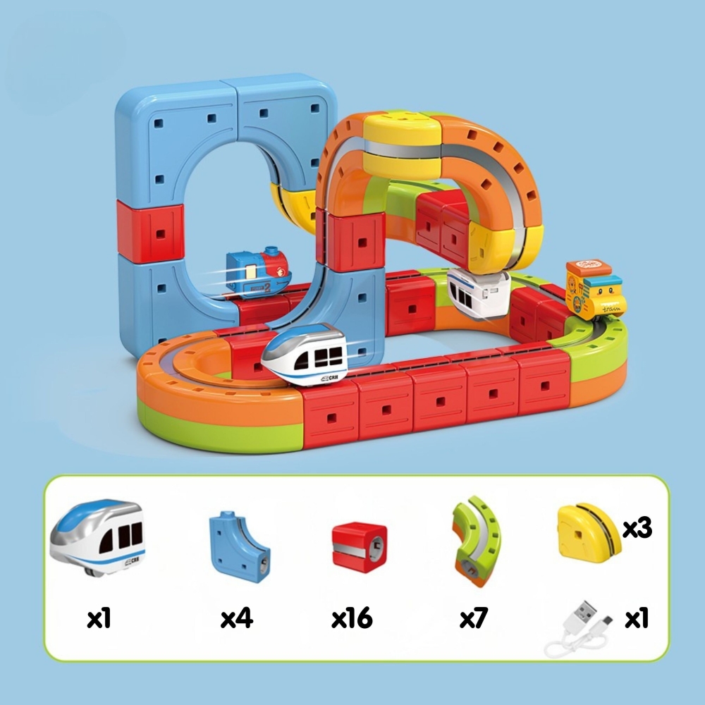 WOOPIE Magic Cube Train Construction Blocks Anti-Gravity Magnetic Track 32 pcs. 