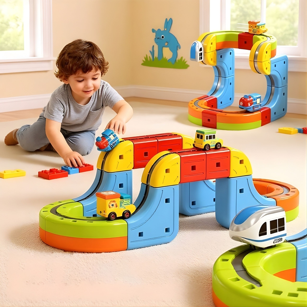 Magnetinių kaladėlių - traukinio trasos rinkinys WOOPIE Magic Cube, 18 vnt-Žaislai, Konstruktoriai, Auto ir transporto žaislai, 