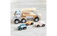 Medinė priekaba su žaisliniais automobiliais VIGA PolarB Montessori-Žaislai, Kūdikiams, Žaislai mažyliams (iki 4 m.