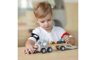 Medinė priekaba su žaisliniais automobiliais VIGA PolarB Montessori-Žaislai, Kūdikiams, Žaislai mažyliams (iki 4 m.