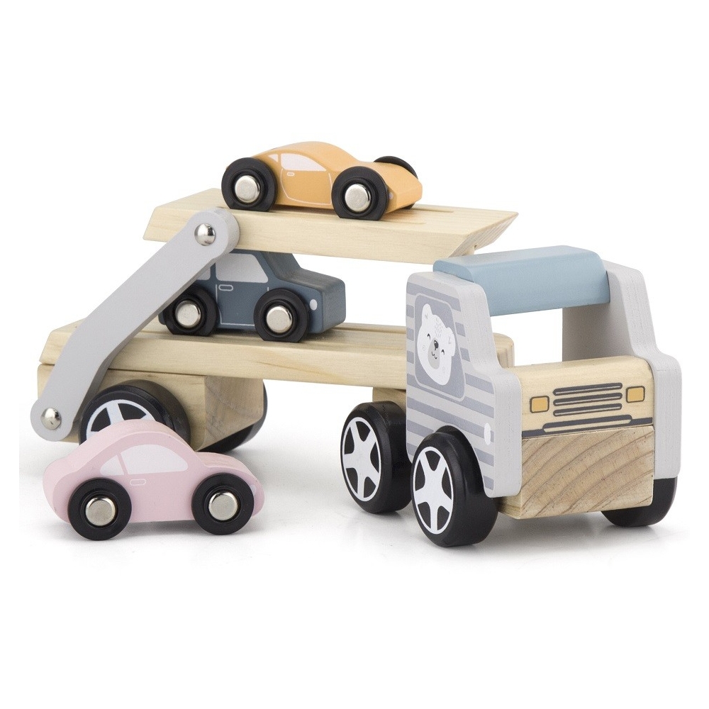 Medinė priekaba su žaisliniais automobiliais VIGA PolarB Montessori-Žaislai, Kūdikiams, Žaislai mažyliams (iki 4 m.