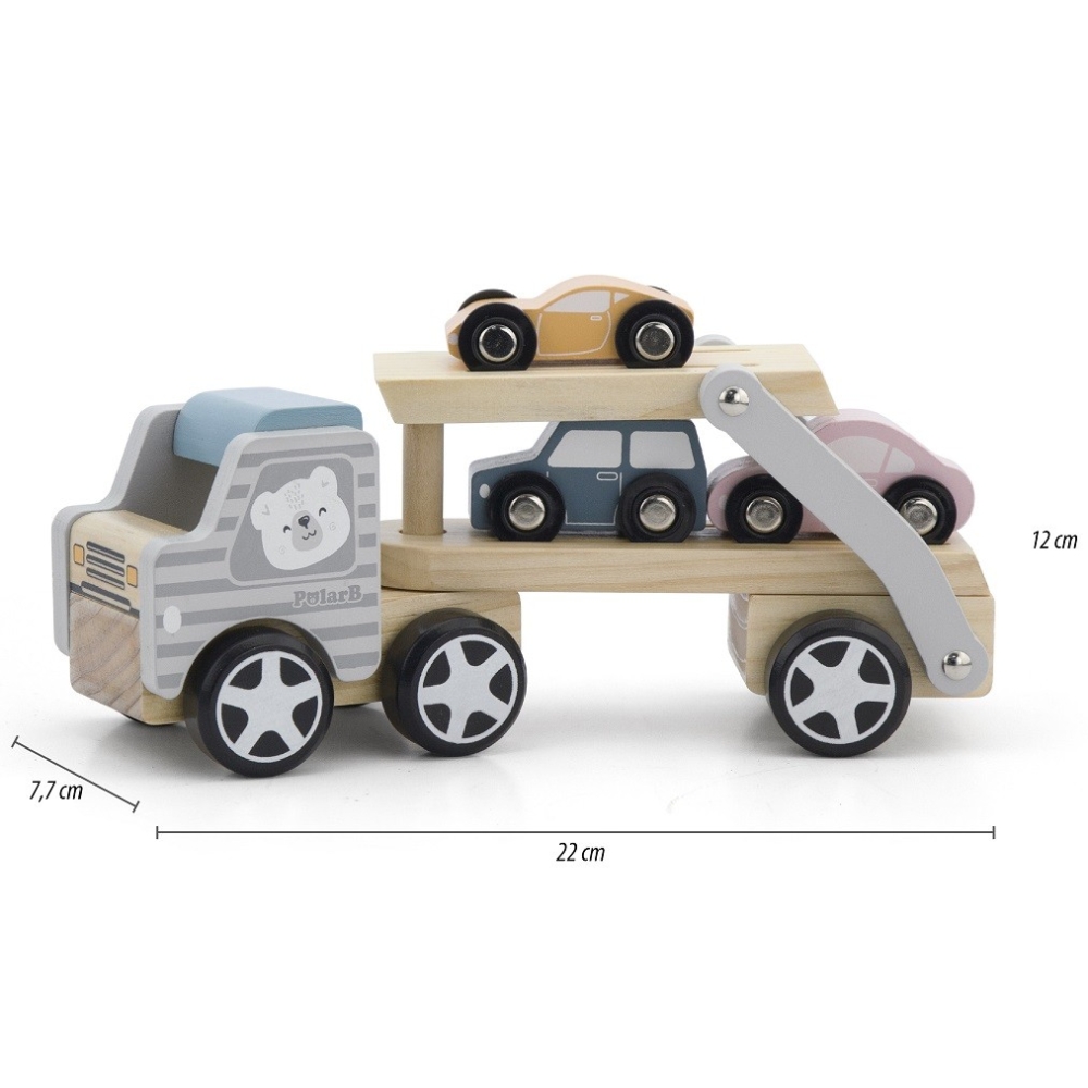 Medinė priekaba su žaisliniais automobiliais VIGA PolarB Montessori-Žaislai, Kūdikiams, Žaislai mažyliams (iki 4 m.