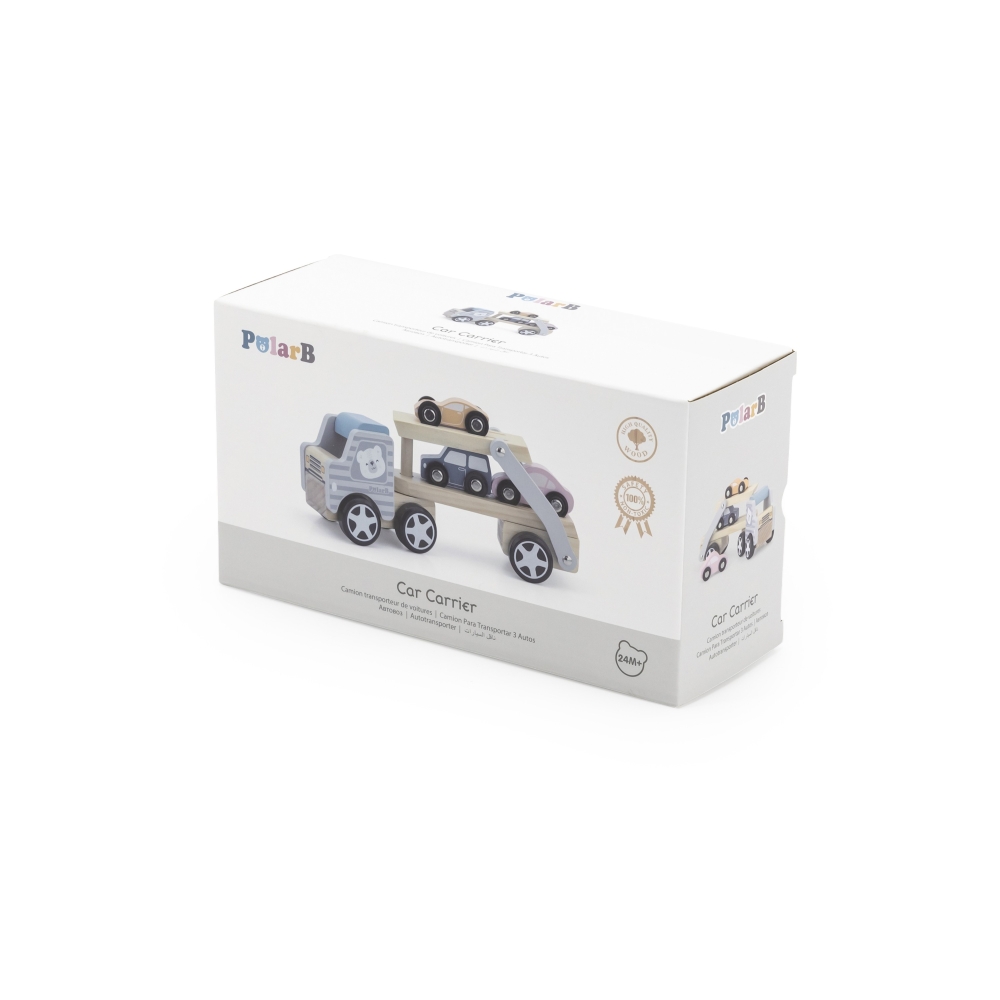 Medinė priekaba su žaisliniais automobiliais VIGA PolarB Montessori-Žaislai, Kūdikiams, Žaislai mažyliams (iki 4 m.