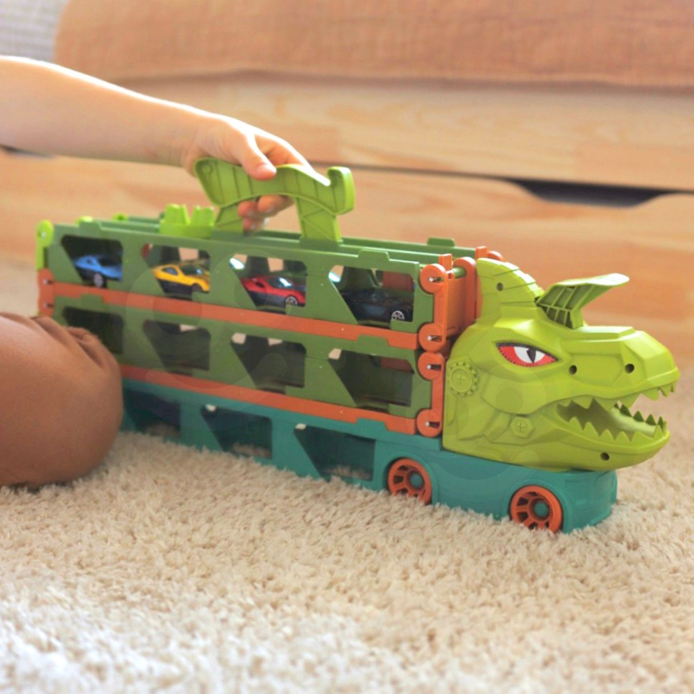 Dinozauro sunkvežimis WOOPIE + 2,1 m trasa-Žaislai, Auto ir transporto žaislai, Garažai, trasos ir kita, Mašinos-e-vaikas