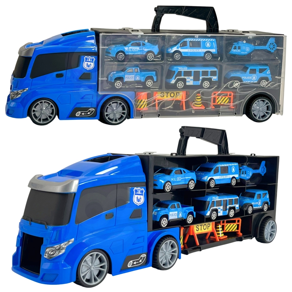 WOOPIE Zestaw Cieżarówka Transporter 3w1 Niebieski Policja					
