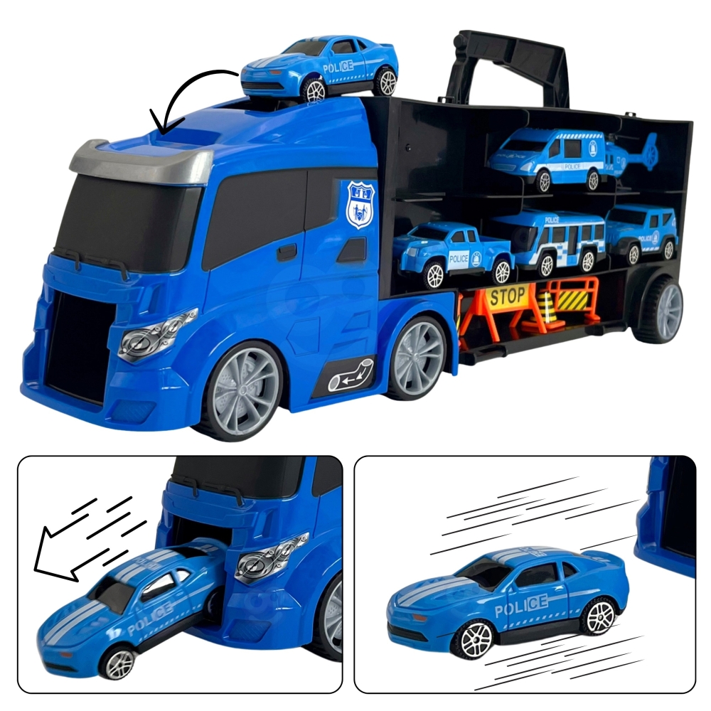 WOOPIE Transporterio sunkvežimio rinkinys 3in1 Mėlyna policija