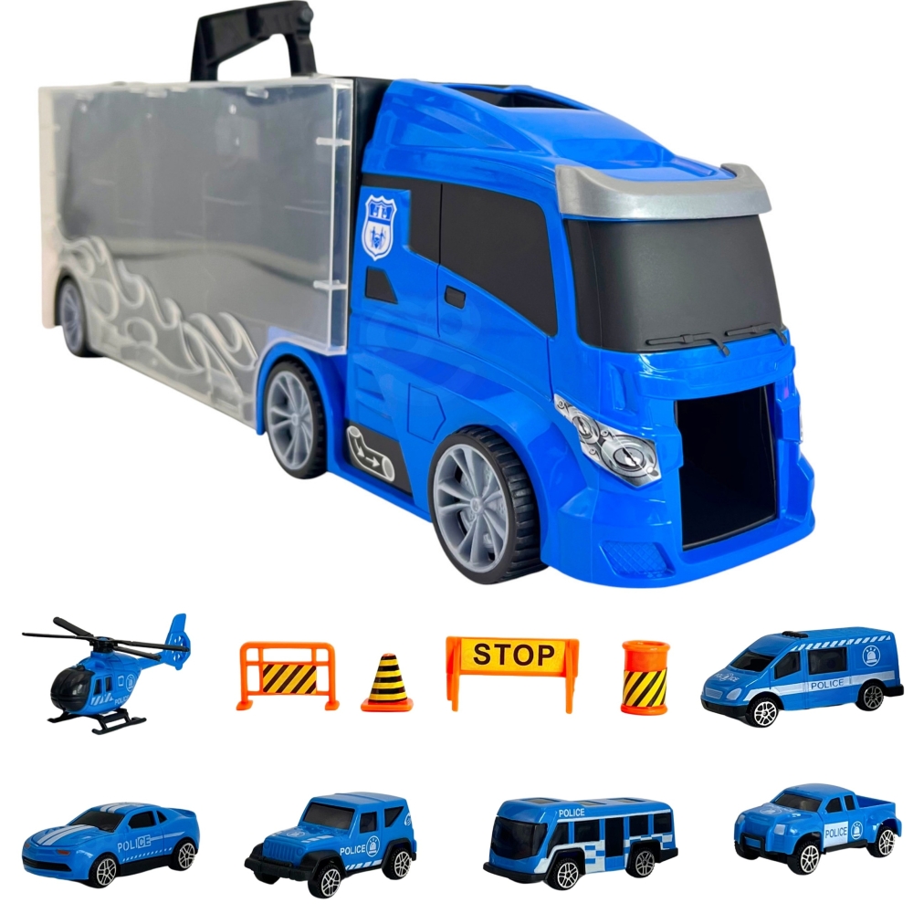 WOOPIE Transporterio sunkvežimio rinkinys 3in1 Mėlyna policija