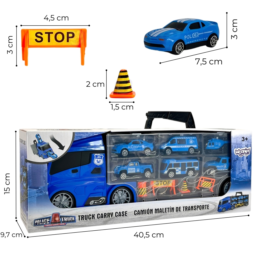 WOOPIE Zestaw Cieżarówka Transporter 3w1 Niebieski Policja					
